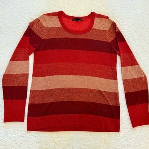 ANTONIO MELANI Red Sparkle Striped Sweater